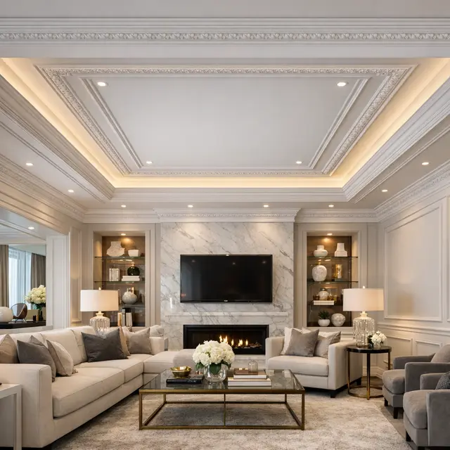 sanca e moldura decorativa em gesso com iluminação indireta – Gesso Rocha em Ribeirão Pires